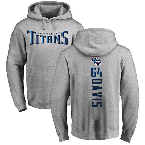 Tennessee Titans Men Ash Nate Davis Backer NFL Football #64 Pullover Hoodie Sweatshirts